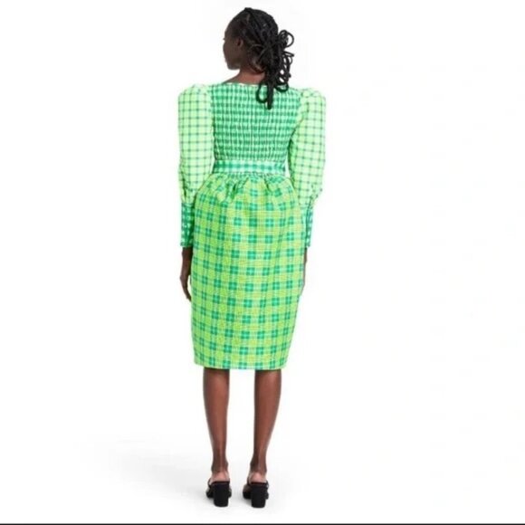 Christopher John Rogers X Target Green Plaid Dress RARE NWT size 6 - Picture 4 of 4